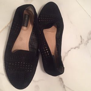 Adam Tucker Suede Cut Out Flat Loafers